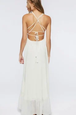 Crisscross Lace-Trim Maxi Dress