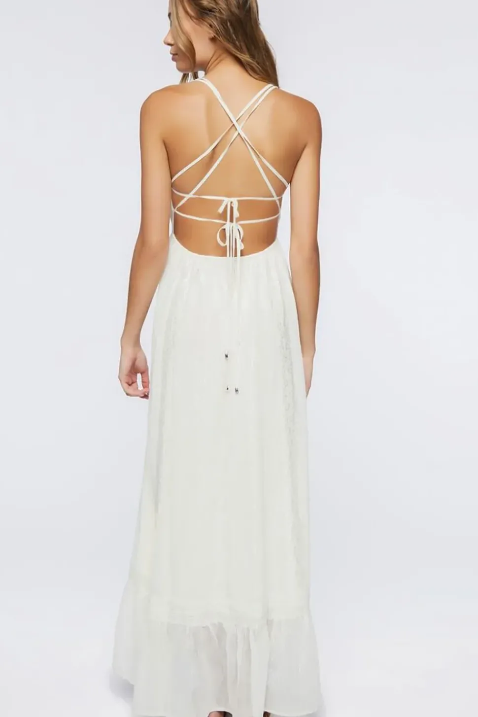 Crisscross Lace-Trim Maxi Dress