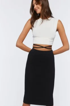 Crisscross Wraparound Midi Skirt