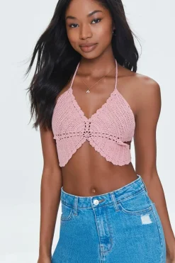 Crochet Butterfly Halter Crop Top