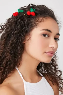 Crochet Cherry Bobby Pin Set