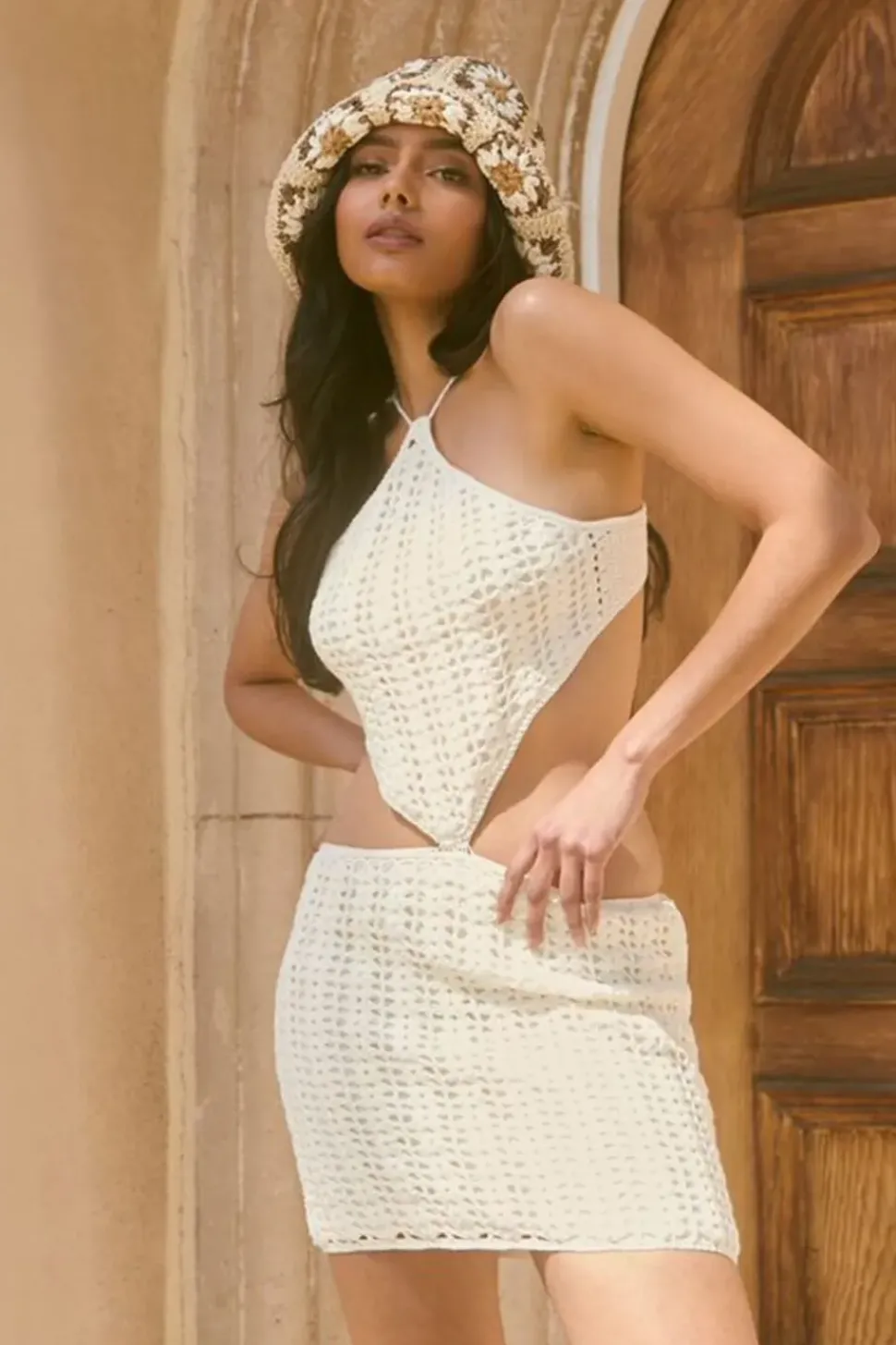 Crochet Cutout Mini Dress