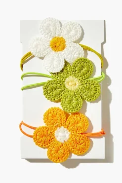 Crochet Flower Hair Tie Set