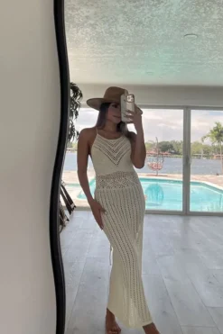 Crochet Halter Midi Dress