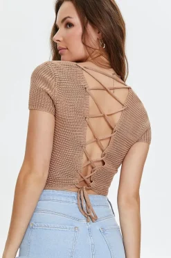 Crochet Lace-Back Crop Top
