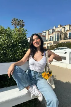 Crochet Lace-Up Crop Top