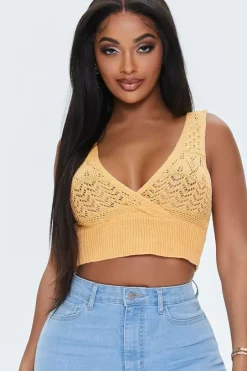Crochet Lace-Up Crop Top