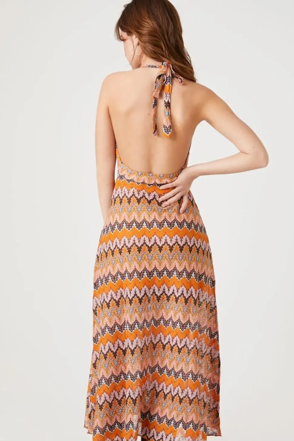 Crochet Ornate Print Halter Dress
