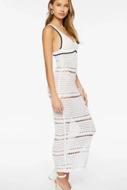 Crochet Semi-Sheer Midi Dress