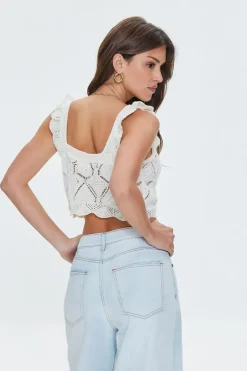 Crochet Sweater-Knit Crop Top