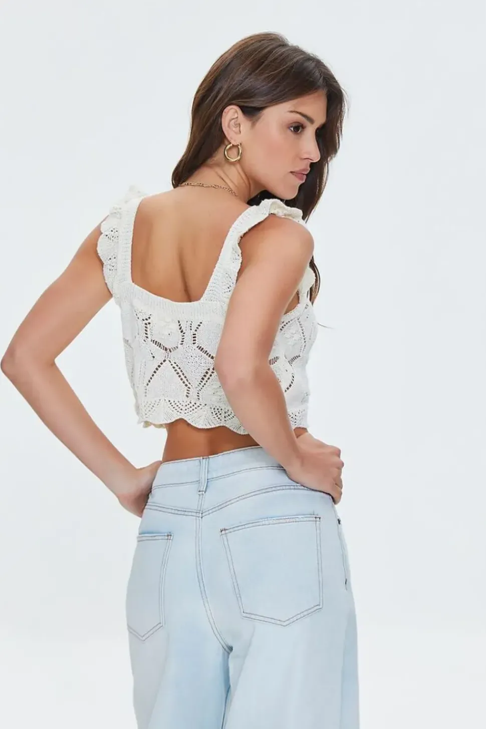 Crochet Sweater-Knit Crop Top