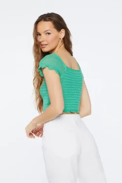 Crochet Sweater-Knit Crop Top