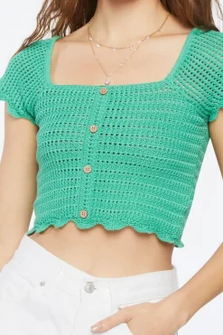 Crochet Sweater-Knit Crop Top
