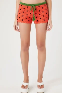 Crochet Sweater-Knit Watermelon Shorts