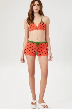 Crochet Sweater-Knit Watermelon Shorts