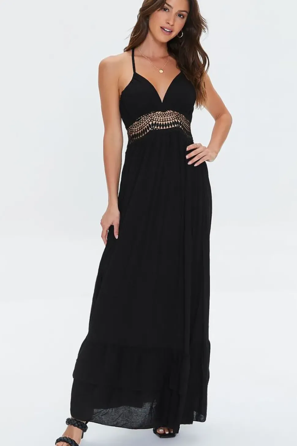 Crochet-Trim Maxi Dress
