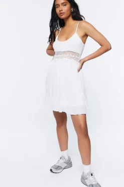Crochet-Trim Mini Dress