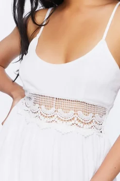 Crochet-Trim Mini Dress