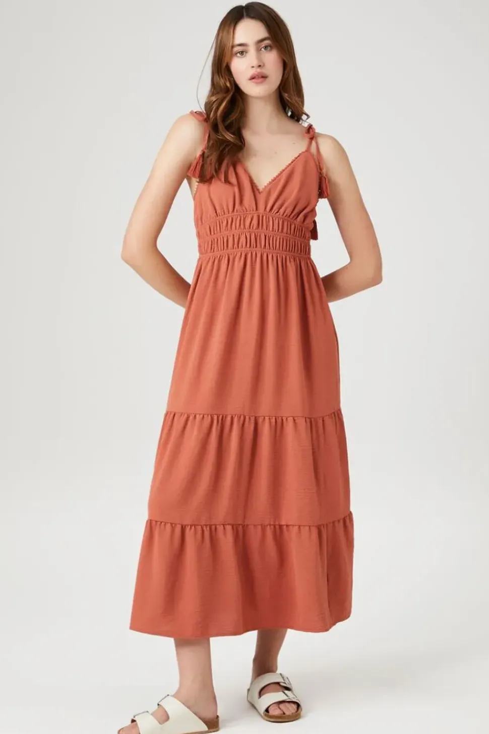 Crochet-Trim Tassel Midi Dress