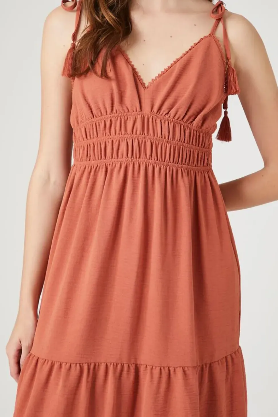 Crochet-Trim Tassel Midi Dress