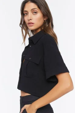 Cropped Boxy-Fit Shirt