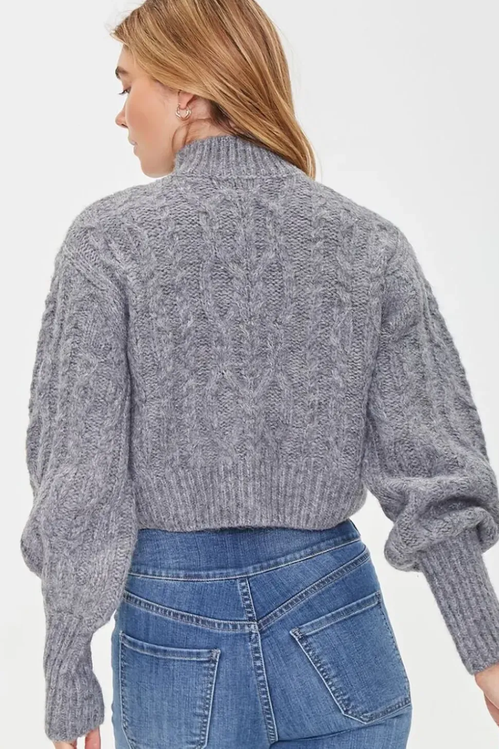 Cropped Cable Knit Sweater
