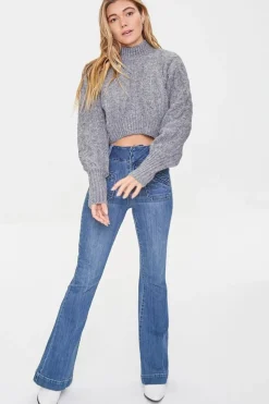 Cropped Cable Knit Sweater