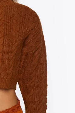 Cropped Cable Knit Sweater