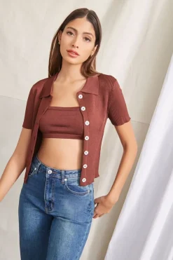 Cropped Cami & Shirt Set