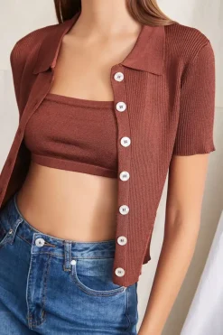 Cropped Cami & Shirt Set