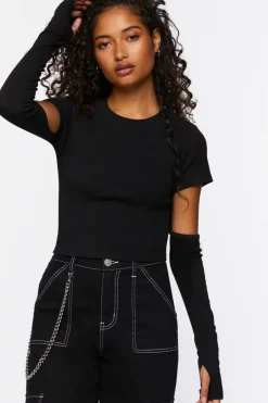 Cropped Cutout-Sleeve Baby Tee