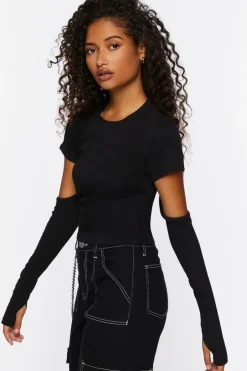 Cropped Cutout-Sleeve Baby Tee