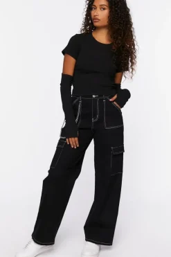 Cropped Cutout-Sleeve Baby Tee