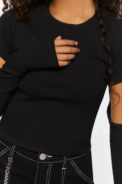 Cropped Cutout-Sleeve Baby Tee