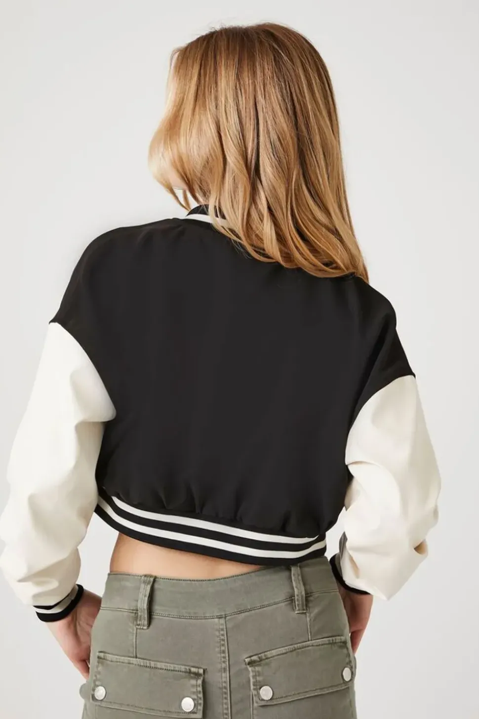 Cropped Fleece Varsity Jacket