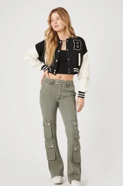 Cropped Fleece Varsity Jacket