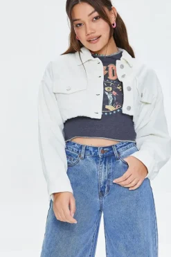 Cropped Frayed Corduroy Jacket