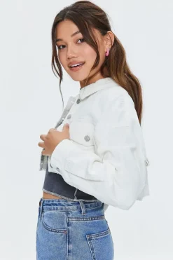 Cropped Frayed Corduroy Jacket