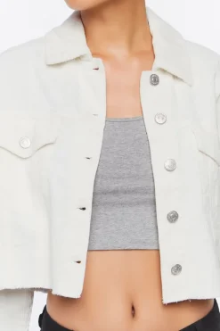 Cropped Frayed Corduroy Jacket