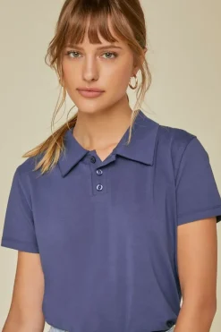 Cropped Jersey-Knit Polo Shirt