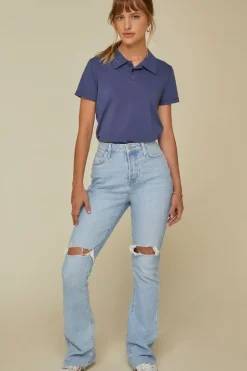 Cropped Jersey-Knit Polo Shirt