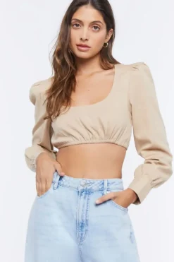 Cropped Peasant Top