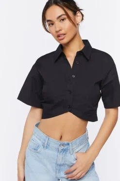 Cropped Poplin Shirt