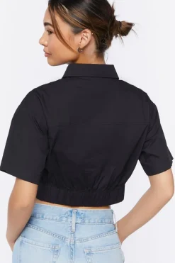 Cropped Poplin Shirt