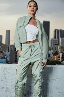 Cropped Raglan-Sleeve Windbreaker