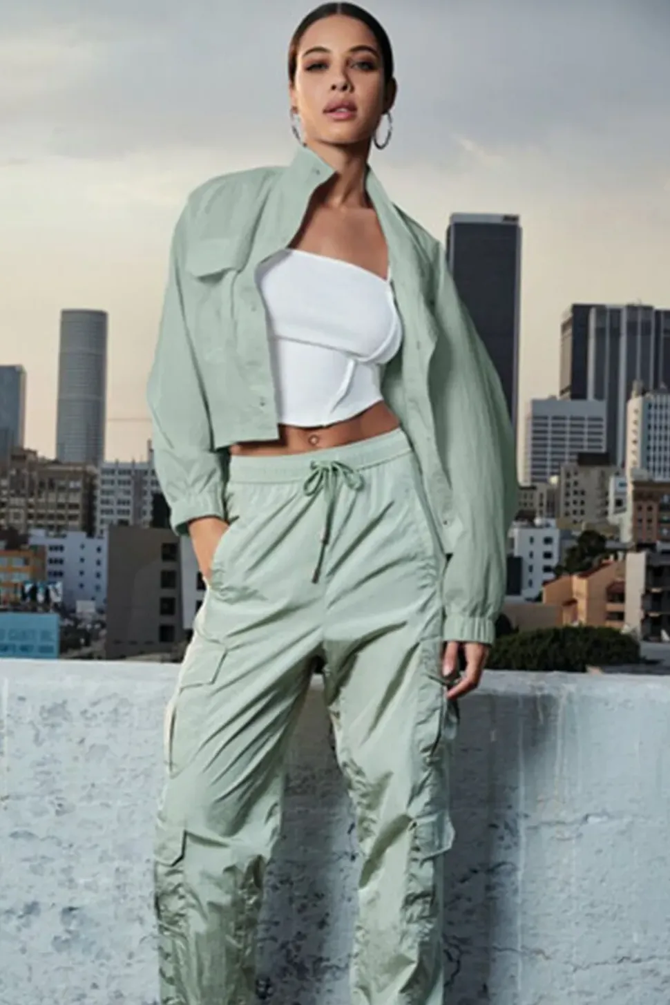 Cropped Raglan-Sleeve Windbreaker