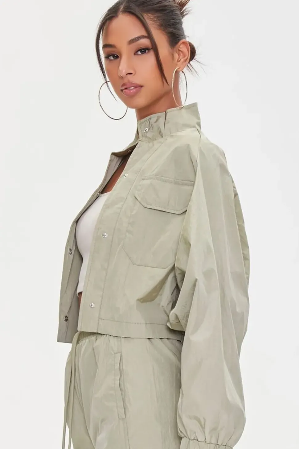 Cropped Raglan-Sleeve Windbreaker