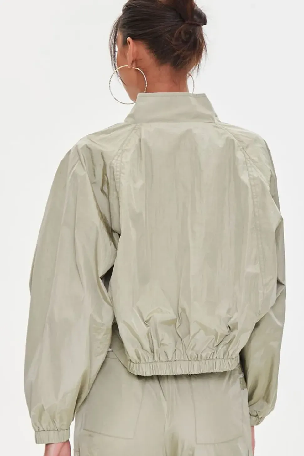 Cropped Raglan-Sleeve Windbreaker