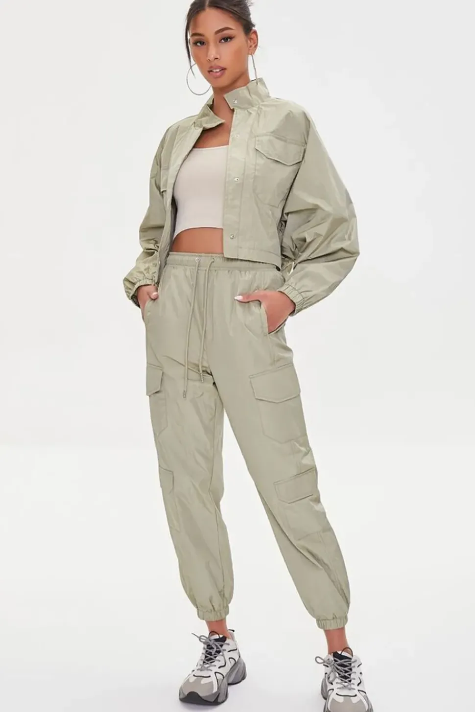 Cropped Raglan-Sleeve Windbreaker