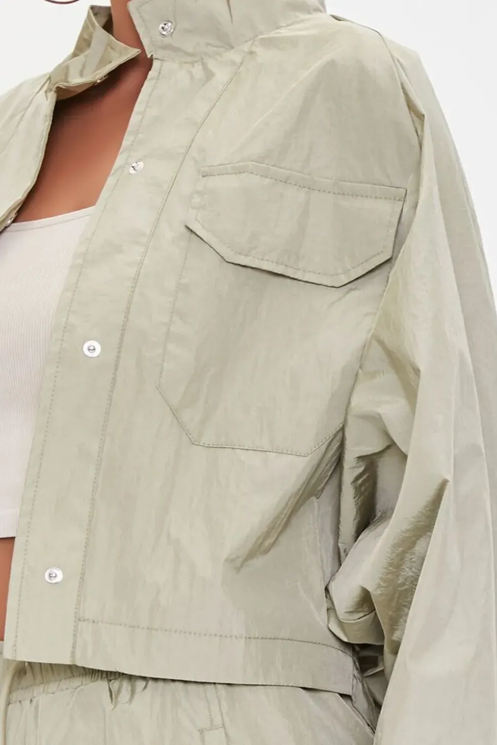 Cropped Raglan-Sleeve Windbreaker